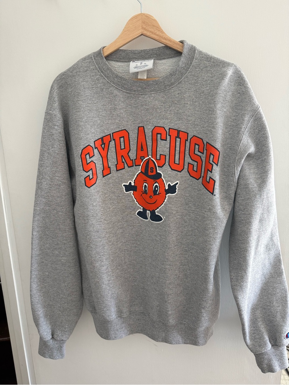 Syracuse Gray Crewneck Sweatshirt with Orange Logo Size M